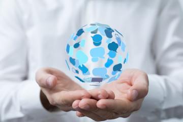 Empty speech bubble hands feedback communication..