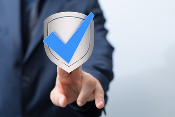 shield protection concept holding in hand 3d