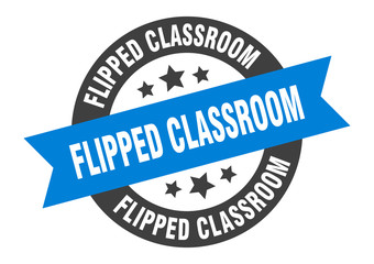 flipped classroom sign. flipped classroom round ribbon sticker. flipped classroom tag