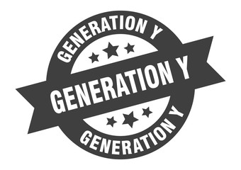 generation y sign. generation y round ribbon sticker. generation y tag