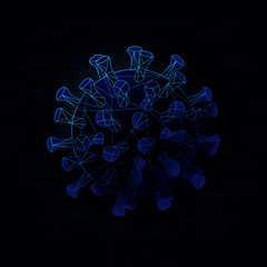 Low poly coronavirus on dark background vector illustration 