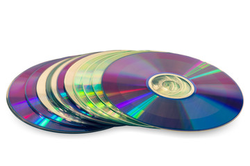 Close up of a stack compact discs