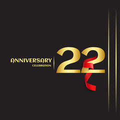 22 Year Anniversary Vector Template Design Illustration