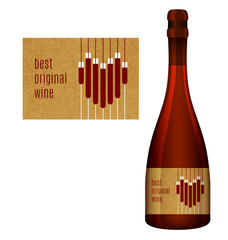 Vector label for a bottle of wine with abstract composition with glasses of wine. Best original wine. - 319433146