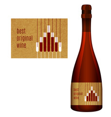Vector label for a bottle of wine with abstract composition with glasses of wine. Best original wine. - 319433147