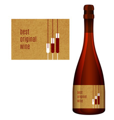 Vector label for a bottle of wine with abstract composition with glasses of wine. Best original wine. - 319433197