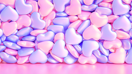 Beautiful background with hearts, Happy Valentine's Day! 3d illustration, 3d rendering.