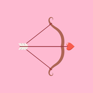 Cupid Bow And An Arrow With A Heart