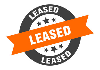 leased sign. leased round ribbon sticker. leased tag