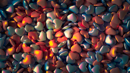 Beautiful background with hearts, Happy Valentine's Day! 3d illustration, 3d rendering.