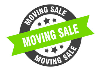 moving sale sign. moving sale round ribbon sticker. moving sale tag