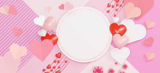 Pastel of hear balloon and music note theme for your design. Blank frame for mock up. Happy Valentine's