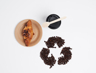Directly above view of coffee and croissant