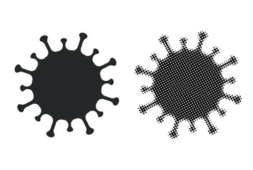 MERS Corona Virus icon shape. biological hazard risk logo symbol. Contamination epidemic virus danger sign. vector illustration image. Isolated on white background.  - obrazy, fototapety, plakaty