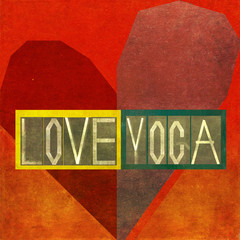 "Love Yoga" against textured background image