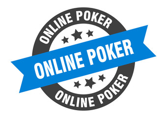 online poker sign. online poker round ribbon sticker. online poker tag