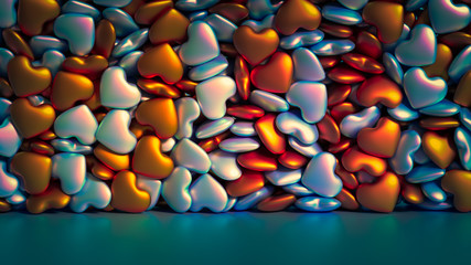 Beautiful background with hearts, Happy Valentine's Day! 3d illustration, 3d rendering.