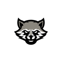 raccoon head logo design vector illustration, suitable for the sports team mascot logo and e sports team