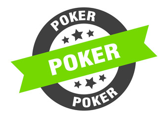 poker sign. poker round ribbon sticker. poker tag