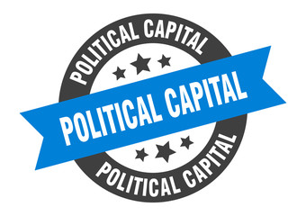 political capital sign. political capital round ribbon sticker. political capital tag