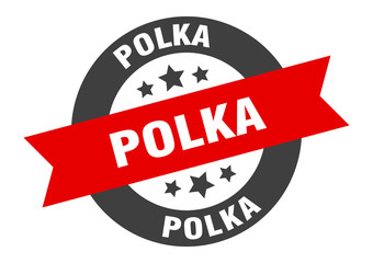 polka sign. polka round ribbon sticker. polka tag