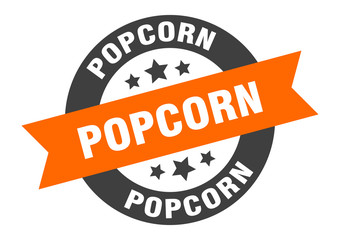 Fototapeta premium popcorn sign. popcorn round ribbon sticker. popcorn tag