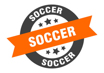 Fototapeta premium soccer sign. soccer round ribbon sticker. soccer tag