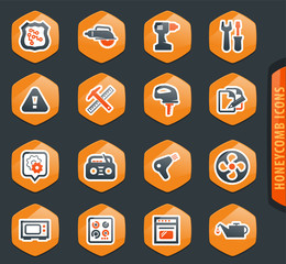 Electronic repair icons set