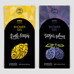 Vector set of templates packaging shower gel