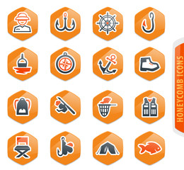 Fishing icons set