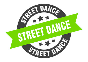 street dance sign. street dance round ribbon sticker. street dance tag