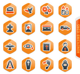 Funeral service icons set