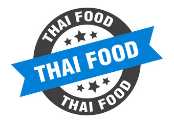 thai food sign. thai food round ribbon sticker. thai food tag