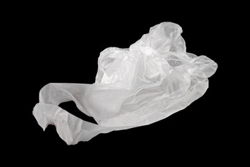 Plastic bag isolated on black background