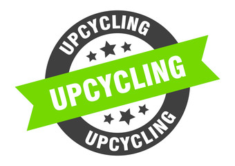 upcycling sign. upcycling round ribbon sticker. upcycling tag