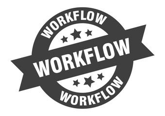 workflow sign. workflow round ribbon sticker. workflow tag