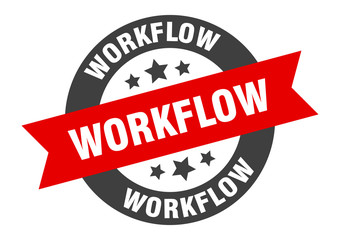 workflow sign. workflow round ribbon sticker. workflow tag