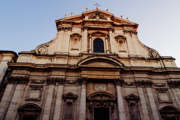 Fototapeta na wymiar Rome, Italy - Dec 30, 2019: Church of St. Ignatius of Loyola at Campus Martius (Chiesa di Sant'Ignazio di Loyola), Piazza Sant'Ignazio