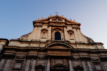 Rome, Italy - Dec 30, 2019: Church of St. Ignatius of Loyola at Campus Martius (Chiesa di Sant'Ignazio di Loyola), Piazza Sant'Ignazio