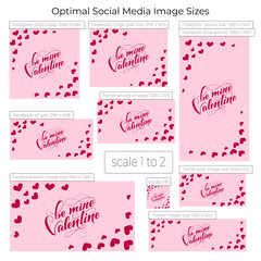 Be mine. Valentine Day and Love lettering vector illustration. White lettering on red background. Postcard
