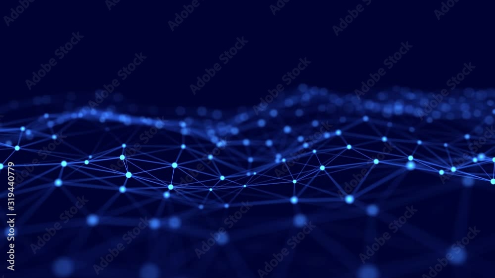 Aufkleber Abstract technology background. Network connection structure. Big data digital blue background. 3d rendering. Seamless loop.