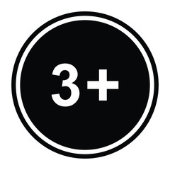 3 plus icon. black vector 3 + plus sign 