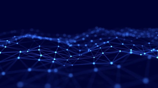 Abstract technology background. Network connection structure. Big data digital blue background. 3d rendering. Seamless loop.