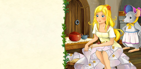 cartoon scene with beautiful elf girl in the nature illustration