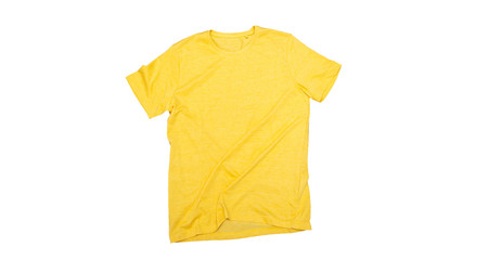 Blank, new yellow t-shirt isolated mock up on a white background.