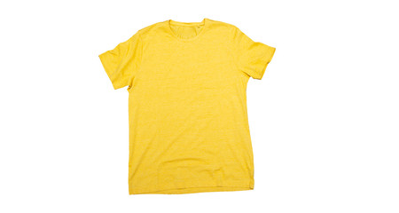 Blank, new yellow t-shirt isolated mock up on a white background.