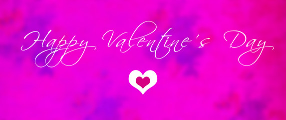 Fototapeta na wymiar Happy Valentines Day Script over Pink and Purple Floral Pattern
