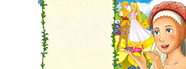 cartoon scene with beautiful elf girl in the nature illustration