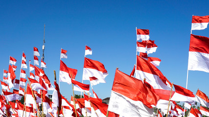 The Indonesian flag (Merah Putih) flew on independence day