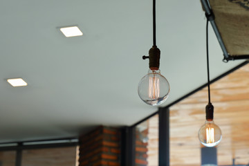 vintage light bulb interior in cafe